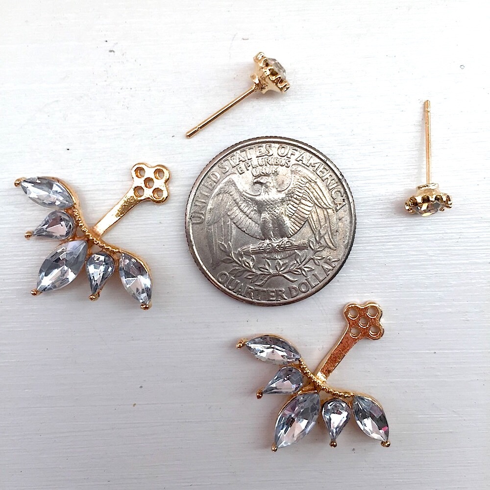 ⚜️𝟯𝟬%𝗢𝗙𝗙 𝗯𝘂𝗻𝗱𝗹𝗲𝘀 𝟯+⚜️ NEW Rhinestone Floral Jacket Earrings - Picture 8 of 13